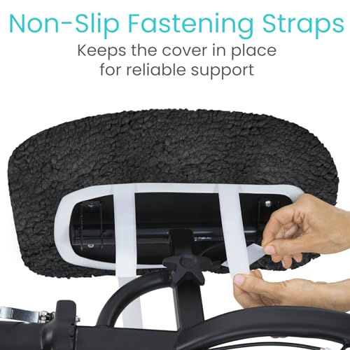 Vive Mobility Knee Scooter Pad Cover - Soft Plush Adult Sheepskin Memory Foam Cushion, Walker Accessory for Knee Roller, Padded Accessories Leg Cart Improves Comfort with Injury, Universal Fit (Black) - color: Black