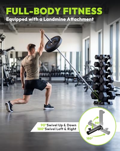 HANDBODE A-Frame Dumbbell Rack | Ideal for home gym, space-saving triangular frame, heavy-duty steel, holds multiple dumbbells securely - color: 1 X 6-Tier A-Frame with Landmine Attachment
