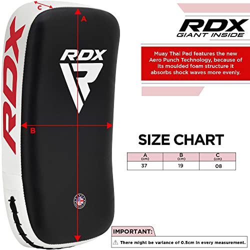 RDX Muay Thai Pad for Training, Curved Kickboxing Kicking Strike Shield, Coaching Kick Boxing, MMA, Martial Arts, Karate, Taekwondo, Punching, Foot, Knee and Elbow Target - color: White