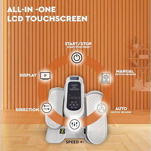 Under Desk Elliptical Machine, Remote Control Elliptical Leg Exerciser | Electric Pedal Exerciser, Quiet Under Desk Bike for Seniors, Electric Seated Pedal, 12 Adjustable Speed, Auto & HR Mode-White