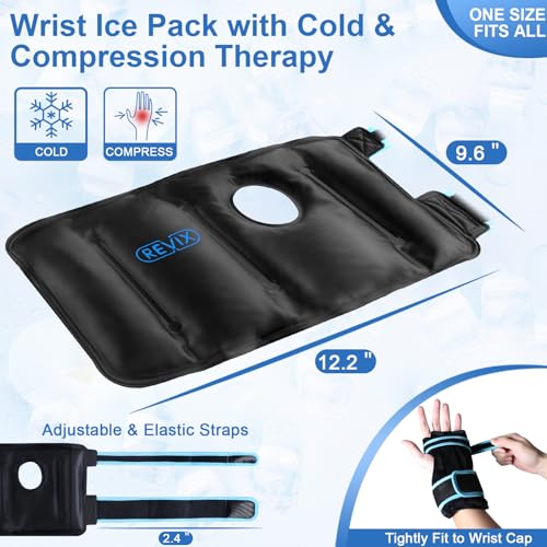 REVIX Hand Ice Pack Wrap for Discomfort Reducing, Reusable Gel Ice Pack for Wrist Relaxation, Promoting Flexibility and Mobility by Cold Compression Therapy, Black - style: Black
