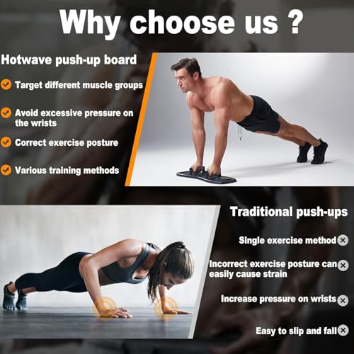HOTWAVE Push Up Board, Portable Pushup Board for Men, Foldable Push Up Bar | Multifunctional Pushup Handles for Floor, Strength Training Equipment for Home Gym, Suitable for Beginners and Teenagers - color: Black-Grey