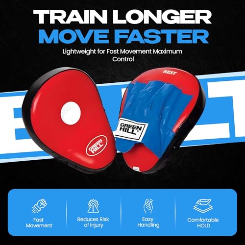 Green Hill Curved Boxing Focus Mitts for MMA, Muay Thai & Boxing - color: BLUE/BLACK