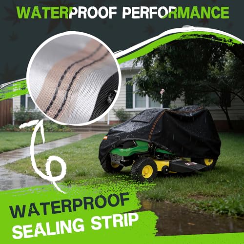 Outdoors Riding Lawn Mower Cover,Garden Tractor Cover Fits Decks up to 54" ,Lawn Tractor Cover Fit with Air Vents and Elastic Straps(Riding-72"L x 54"W x 46"H) - size: Riding-72"L x 54"W x 46"H