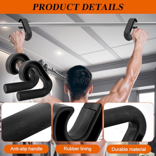 2pcs Neutral Grip Handles for Pull Up with 2pcs Wrist Guards Portable Hooks for Barbell Row Deadlift Resistant Bands Ergonomic Workout Handle
