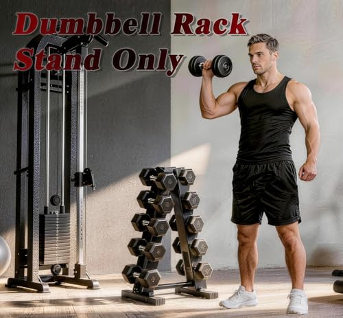 5 Tier Dumbbell Rack Weight Rack for Home Gym | 260 LBS Capacity, Steel A-Frame, Space Saving Folds Up Design, Rack Only No Dumbbells