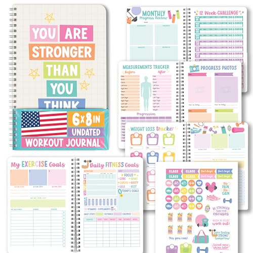 Hadley Designs Fitness Journal for Women - Workout Journal for Women, Fitness Planner for Woman, Workout Log Book, Undated Gym Journals & Exercise Journals, Gym and Health Notebook, Birthday Gifts - color: Beige Pastel