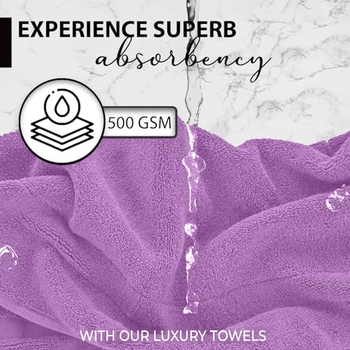 KAHAF COLLECTION 100% Cotton Bath Towels, 24x48 Pack of 6 Towels, Quick Dry, Highly Absorbent, Soft Feel Towel, Gym, Spa, Bathroom, Shower, Pool, Luxury Soft Towels (Light Purple, 24x48-6 Pack) - color: Light Purple, size: 24x48 - 6 Pack