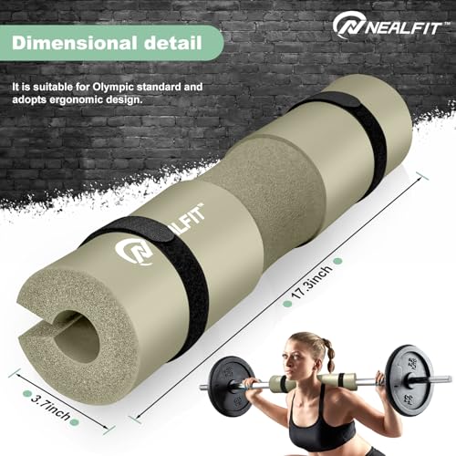 NEALFIT Barbell Pad Squat Pad for Squats—Squat Bar Pad—Great for Weightlifting,Lunges and Hip Thrusts—Foam Sponge Pad—Fit Standard and Olympic Bars Perfectly - color: Milk Tea