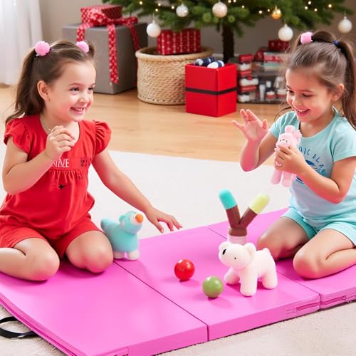 Gymnastics Mat, 3FTx6FT / 4FTx8FT 2" Thick Folding Kids' Gymnastic Tumbling Mat for Home Gym Exercise & Play - color: 3x6FT-Pink