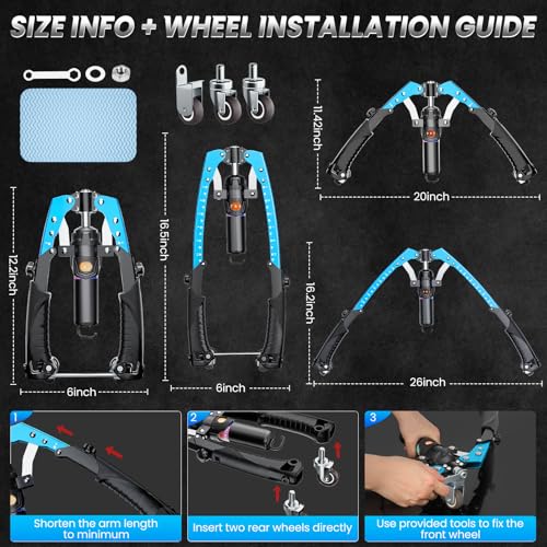 Twister Arm Trainer, 3 in 1 Hydraulic Power Chest Workout Equipment with Ab Roller Wheels and Hooks, Adjustable 22-440lbs Arm Trainer for Men Women, Home Gym Equipment for Full Body Strength Training - color: blue