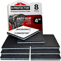 Non Slip Furniture Pads X-PROTECTOR - 8 PCS 4" - Premium Furniture Grippers | Rubber Feet Hardwood Floor Protectors for Furniture Legs - Couch Stoppers - Keep Your Furniture in Place Forever! - size: 4 inch 8 Square