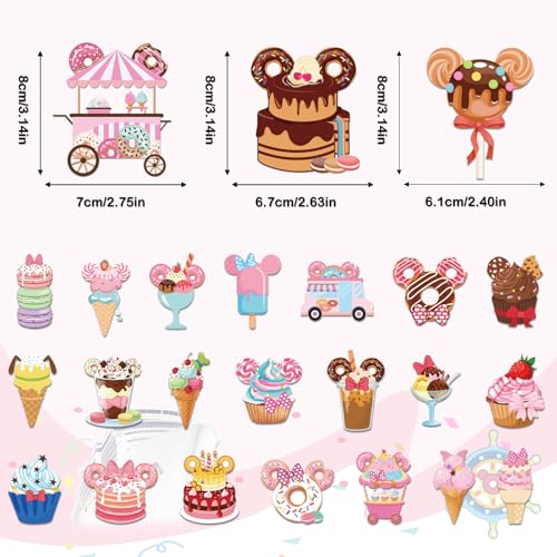 RiVolTa Cruise Door Decorations Magnetic - 24 Pcs Cute Ice Cream Mouse Ship Cabin Magnets Stickers Funny Anchor Stateroom Decals Accessories for Carnival Holiday Party Car Garage Refrigerator Decor - color: 24 Pcs-dessert
