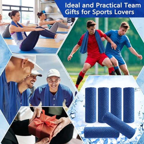 Hosuly 6 Pack Cooling Towels 40"x12" Ice Towel Cooling Neck Wraps Soft Breathable Chilly Stay Cool in Summer for Sports Yoga Golf Gym Activities (Dark Blue) - color: Dark Blue