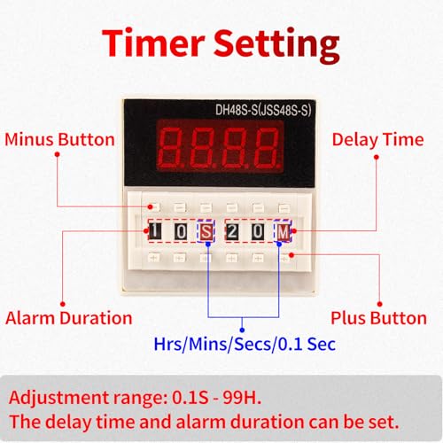 Cycle Timer Alarm with Flashing Light - 0-110dB Adjustable Siren, Automatic Repeat Timing for Industrial Safety, Facility Reminders, Workshops, Gyms, Kitchens, Laboratories (AC110V)
