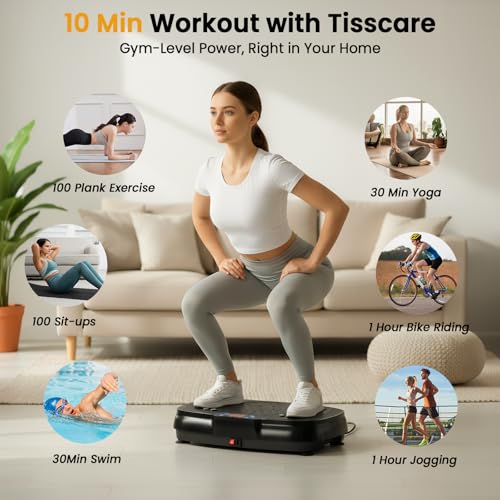 Vibration Plate Exercise Machine: TISSCARE Vibrating Plates for Weight Loss and Lymphatic Drainage, 400lbs Shake Plate Whole Body Workout Platform for Home Fitness Fat Burner Gifts - color: Black