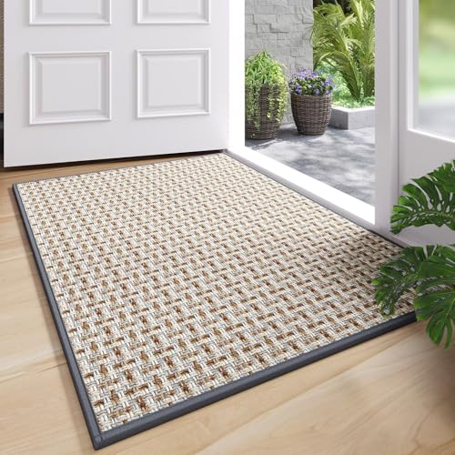 YDKGL Door Mat Entrance 24"x35", Dirt Resistant and Absorbent, Non-Slip Rubber Backing Floor Mats, Easy Clean Low-Profile Doormat for Entryway, Front Door, Inside Entrance, Grey - color: A- Gray, size: 24"x35"