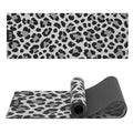 ILILI Yoga Mat Leopard Print Yoga Mat 8mm, Suede & TPE Thick Exercise Mat, Workout Mat for Women Men, 72''x25'' Fitness Mat with Strap for Home Gym, Yoga, Pilates, Stretching - color: Grey