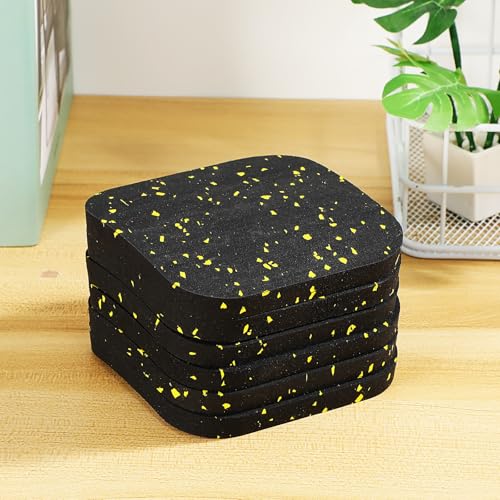 6 Pcs Anti Shock Treadmill Mat Pads, Thick High Density Rubber Exercise Equipment Mats for Vibration Damping, Noise Reduction, and Floor Protection in Home Gym