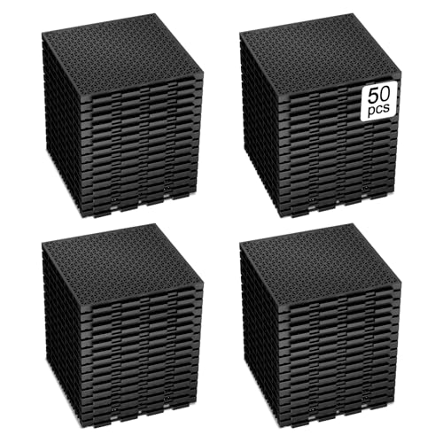 50 PCS Modular Interlocking Cushion Interlocking Floor Tiles with Hole Drainage Mat 10" x 10" Non Slip Pool Deck Mat Outdoor for Drain Deck Pool Patio Shower Kitchen Balcony (Black) - color: Black