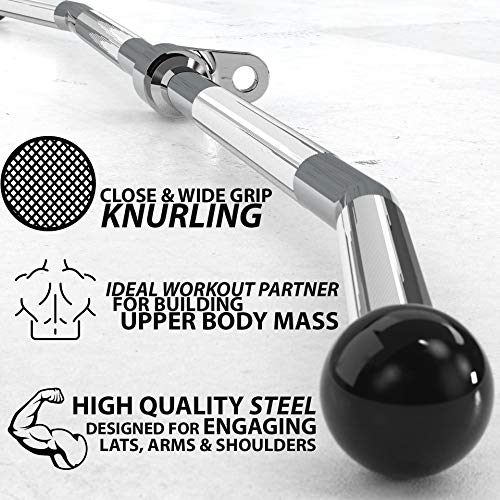 Synergee Lat Bar 48" – Wide and Narrow Grip Cable Attachment