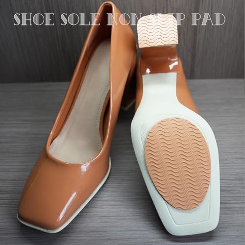 UNIKSTEP 6 Pairs (12 Pieces) Shoe Sole Non Slip Pads, Anti Skid Self Adhesive Rubber Grips, Shoe Bottom Front Sole and Heel Noise Reduction Protector Cushions (Khaki with Wave Pattern) - color: Khaki With Wave Pattern
