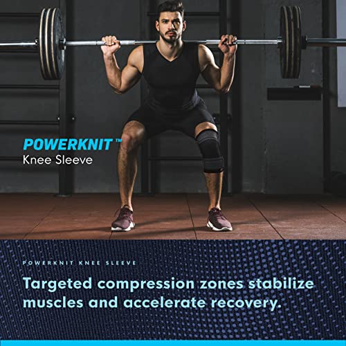 Copper Compression PowerKnit Knee Sleeve- Copper Stabilizer Support Brace for Meniscus Tear, ACL, MCL, Arthritis, Joint Pain Relief, Running, Sports, Hiking- Men & Women- Fits Right/Left - L/XL - size: Large/XL