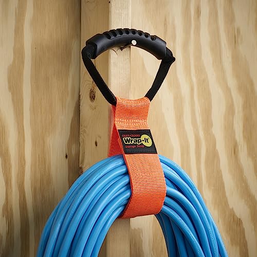 Easy-Carry Wrap-It Storage Straps - 17" (2-Pack) Blaze Orange | Heavy-Duty Hook and Loop Cord Carrying Strap, Hanger, and Organizer with Handle for Pool Hoses, Garden Hoses, Cords, Cables - color: Blaze Orange, size: 17" (2 Pack)