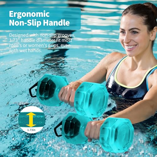 Water Weights for Pool Exercise Set of 2, Aquatic Exercise Dumbbells with Non-slip Handle, PE Materials Water Dumbbell Aerobics for Water Aerobics Weight Loss - color: Green