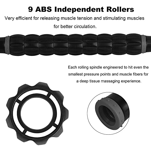 YANSYI Professional 9-Roller Deep Tissue Massage Stick - Portable Muscle Recovery Roller for Athletes, Relieves Post-Workout Soreness & Leg/Back Pain - Portable Physio Tool (Gray) - color: Gray