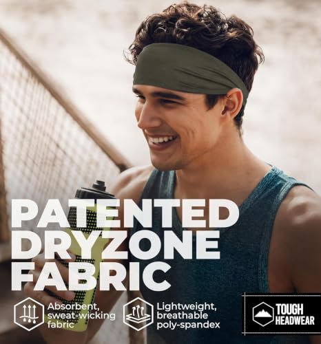 Tough Headwear Mens Headband | Sweat Headbands for Men Women Working Out Running Sports – Athletic Sweat Band Exercise - color: (1 pack) Forest Green