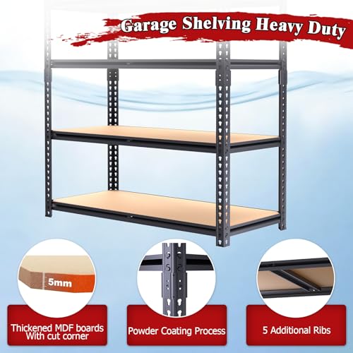Heavy Duty Garage Shelving,5-Tier Garage Storage Shelves,2400LBS Storage Shelves Heavy Duty,Adjustable 5 Tier Shelving Unit,Heavy Duty Shelving for Garage Storage Warehouse,28''×12''×60'' - size: 60" H x 28" W x 12" D