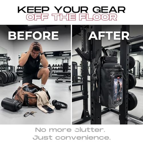 Magnetic Gym Bag Water Bottle Holder Small Gym Bag for Men, Gym Gifts, 11LB Strong Grip Waterproof 900D - color: Black