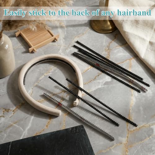 Larrel 10 Pcs Self-Adhesive Teeth Headband, 5MM Wide DIY Silicone Headband Teeth Strips, Anti-Slip Headbands with Teethes for Women Girls Hair Accessories DIY Craft