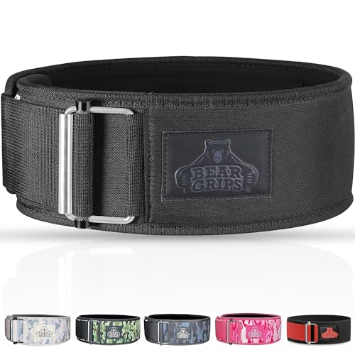 Bear Grips Weight Lifting Belt, Weightlifting Belt for Women, Weight Belt For Men Gym Belt With Locking Buckle, Nylon Belt, Squat Belt, Deadlift Belt, Workout Belt, Exercise Belt for Back Support - color: Black Solid, size: Medium