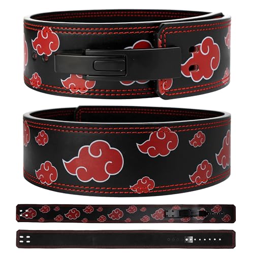 Anime Weight Lifting Lever Belt | 10mm Premium Leather Weightlifting Belt for Powerlifting, Bodybuilding, Deadlift, Squats, Exercise Workout | Heavy Duty Gym Belt Best for Men & Women - color: Akatsuki, size: Medium
