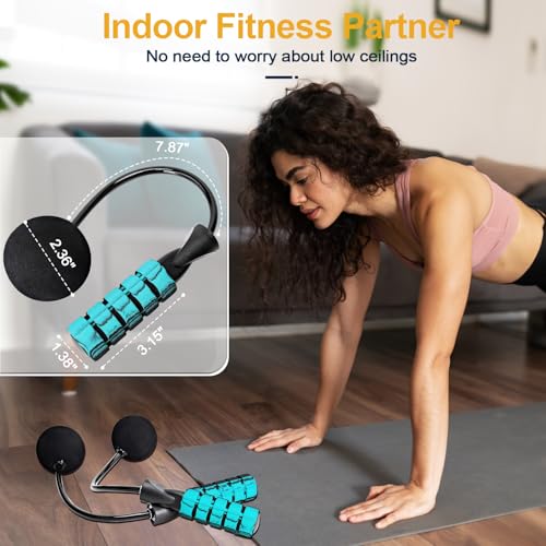 2 in 1 Jump Rope for Women Men and Kids - Tangle-Free Cordless Skipping Jump Rope with Ball Bearings and Foam Handles for Rapid Speed Fitness Workouts - color: Blue