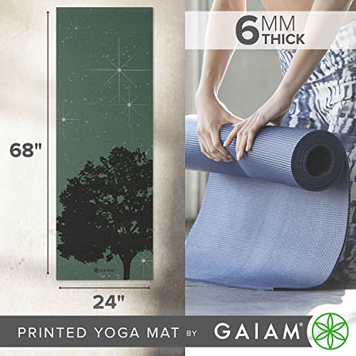Gaiam Premium Yoga Mat, 6mm Thick Print Mat | Premium 6mm thick cushioning for joint support. Non-slip print design for yoga, Pilates & floor workouts. - color: Luminary