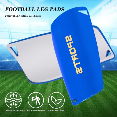 Soccer Socks with Shin Guard for Men, 1 Pairs Mens Grip Soccer Socks and 1 Pairs Shin Sleeves with Shin Guards, Footaball Equipment Shin Sleeves with Pads for Adults - color: blue