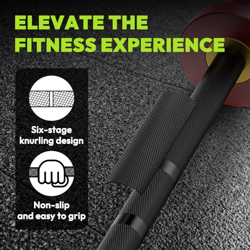 HANDBODE 5lb Mini Barbell, 4 ft Short Beginner Bar for Women Boys&Girls - color: 4 ft Mini Bar, 5 lb, 50 lb, 22.2mm, Black & Red