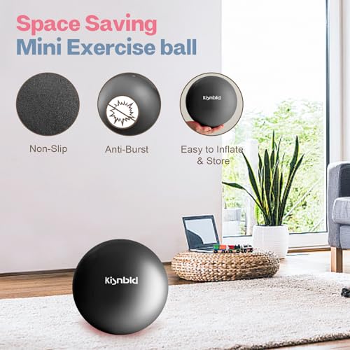 kisnbld Small Exercise Ball, 9 Inch Mini Pilates Ball, Anti Burst and Slip Resistant Mini Yoga Ball for Stability, Fitness, Physical Therapy, Stretching & Core Strength Workout at Home Gym & Office - color: 2Black