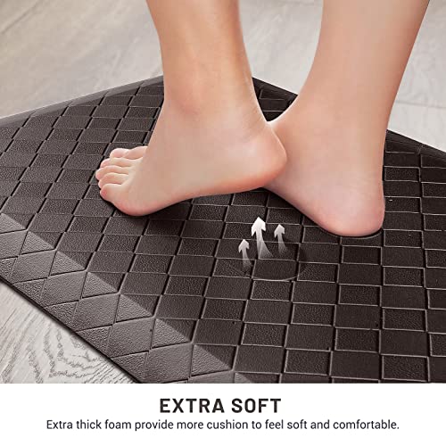 HappyTrends Kitchen Floor Mat - 4/5 Inch Thick Anti-Fatigue Kitchen Rug,Waterproof Non-Slip Kitchen Mats and Rugs Heavy Duty Ergonomic Comfort Rug for Kitchen,Office,Sink(17.3" x 28", Chocolate) - color: Chocolate, size: 28"L x 17.3"W x 0.8"Th