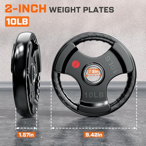 XDDIAS Rubber Weight Plates for Barbell, 2-Inch Olympic Grip Plate for Strength Training, Weightlifting and Bodybuilding in Home & Gym, Solid Cast Iron Weight Plates Pair and Sets - color: 140LBS Set (Pair of10, 25, 35LB)