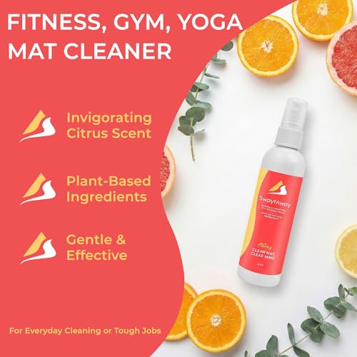 SwaytAway Fitness Mat Mist with Towel, 4oz Travel Size, 2 Pack, Citrus | Yoga Mat Spray with Towel Aromatherapy-Inspired Citrus and Eucalyptus Blend, Plant-Based, No Rinse, Refreshes & Deodorizes - size: 2 Count (Pack of 1)