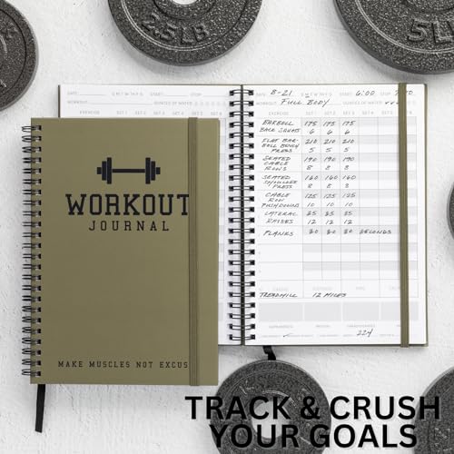 The Ultimate Fitness Journal for Tracking and Crushing Your Gym Goals - Detailed Workout Planner & Log Book For Men and Women - Great Gym Accessories With Calendar, Nutrition & Progress Tracker - color: Army Green