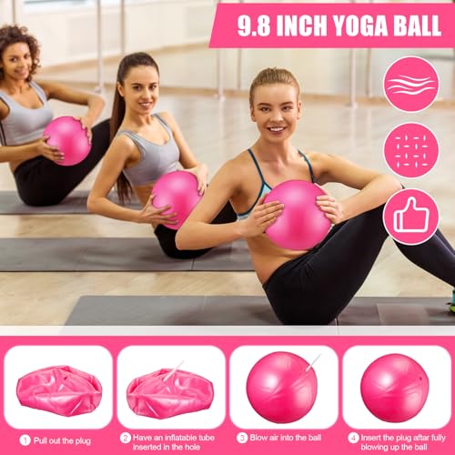 Soulchen 30 Pcs Exercise Pilates Ball 9 Inch with Bags Resistance Bands 25-30 Lbs for Exercise Equipment Set for Yoga Stability Barre Training Stretching Physical Posture Training Gym