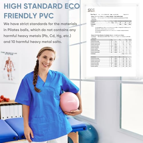 APEXUP 9 Inch Pilates Ball Small Exercise Ball for Yoga, Fitness, Balance, Core Workout, Physical Therapy - color: Soft Pink