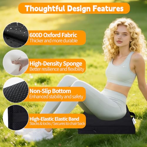 2 PCS Stadium Seat Cushions,Portable Waterproof Bleacher Pads with Handle,2.2" Foam Stadium Pads with 900D Oxford & Water-Repellent Lining for Indoor Outdoor Events - color: Black, size: 2.2''