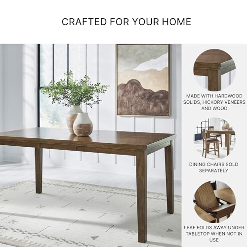 Signature Design by Ashley Counter Height Dining Extension Table, Wood | Seats up to 8, Hardwood solids, Hickory veneers, Engineered wood, Kitchen & dining room tables, Vallister Series - color: Light Brown, style: Counter Height Table