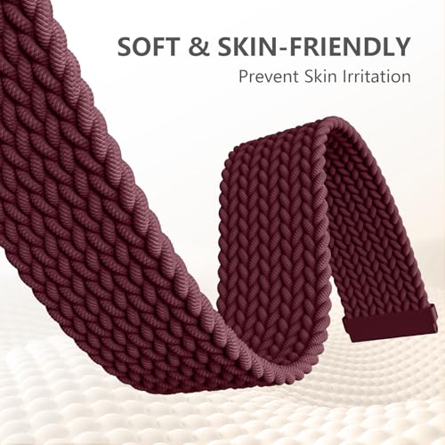 Maledan Elastic Bands Compatible with Fitbit Versa 2 and Fitbit Versa Women Men, Soft Braided Bracelet Replacement Band for Fitbit Versa 2/ Versa Lite/Versa SE/Versa Smartwatch Strap Accessory, Red - color: 9-Wine Red